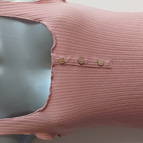 Dusty Rose Ribbed Mini Dress - Picture 2 of 4